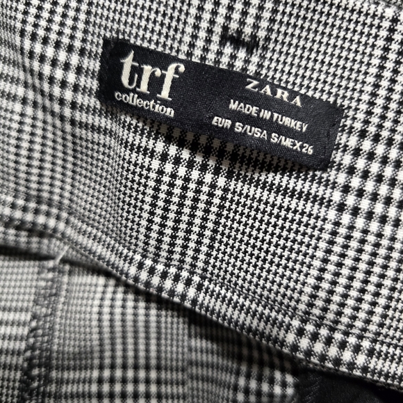 Zara TRF Pleated High Waist Belted Houndstooth Trouser Pants, Tapered Leg, EUC! - Picture 9 of 11